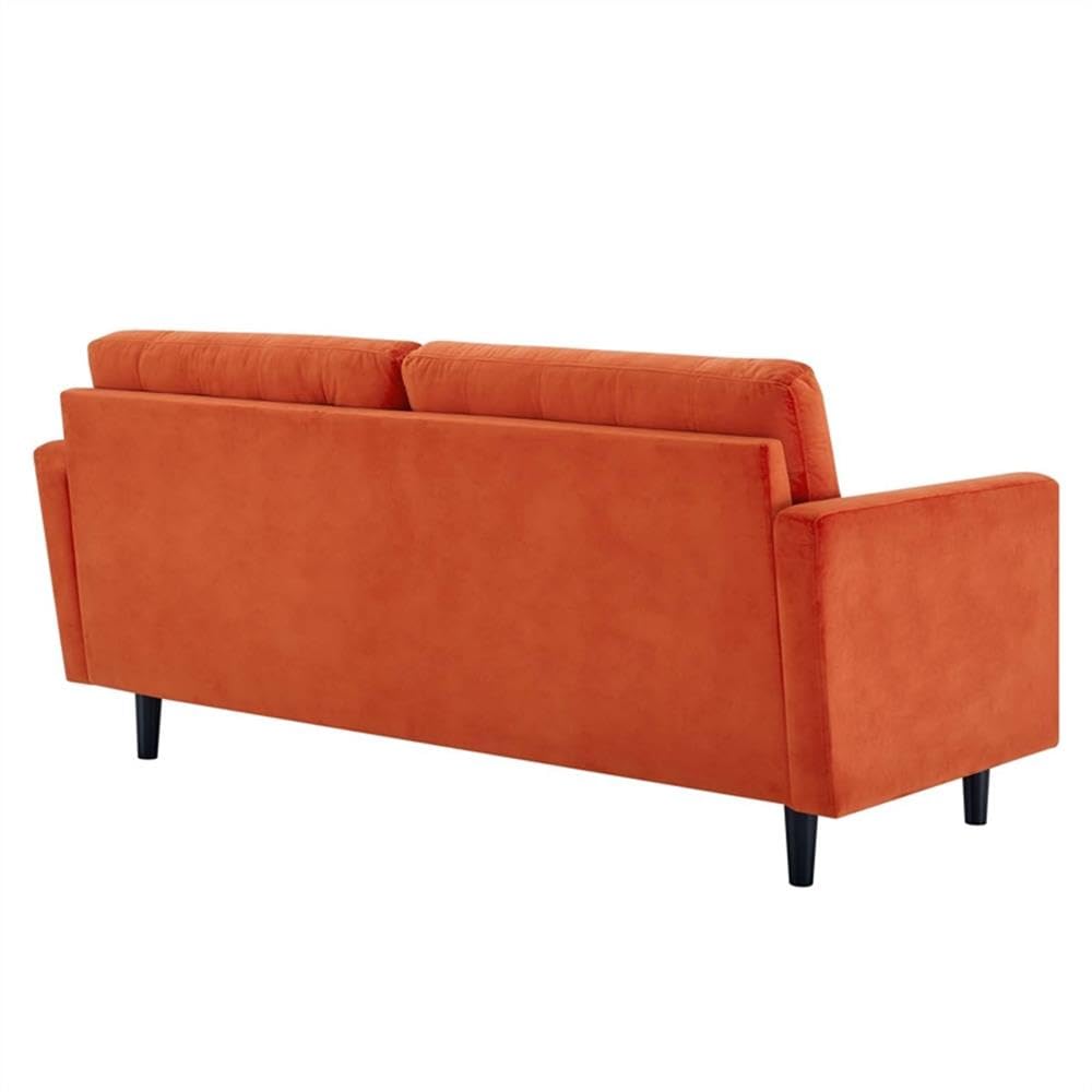 Orange Velvet Tufted Sofa with Black Wood Legs G892245