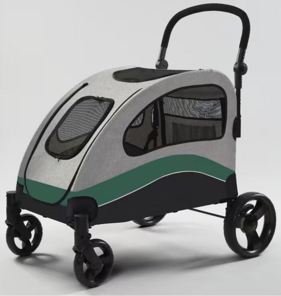 Extra Large Foldable Dog Stroller with Wheels and Brakes C694