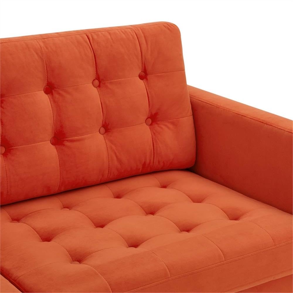 Orange Velvet Tufted Sofa with Black Wood Legs G892245