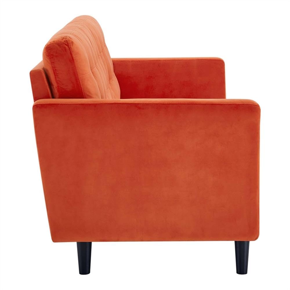 Orange Velvet Tufted Sofa with Black Wood Legs G892245