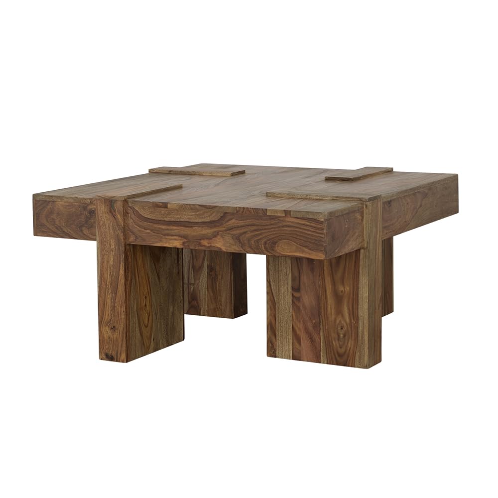 Sheesham Wood Square Coffee Table with Wooden Legs B316