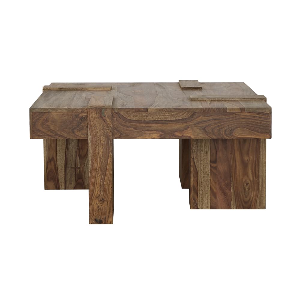 Sheesham Wood Square Coffee Table with Wooden Legs B316