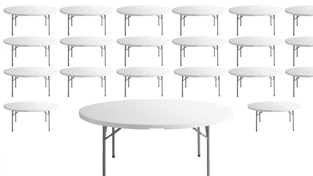 White 6-ft Plastic Folding Round Table D32221