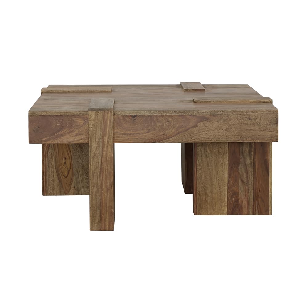 Sheesham Wood Square Coffee Table with Wooden Legs B316
