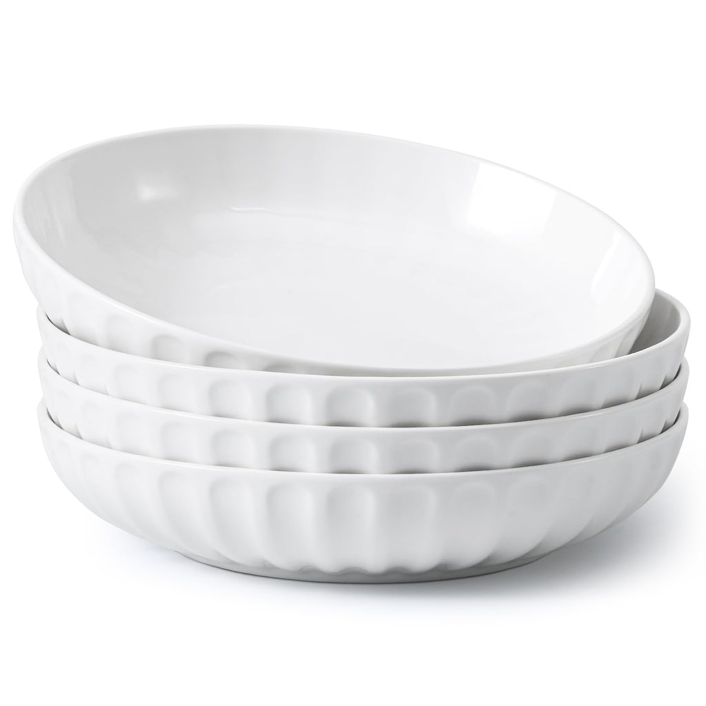 10" White Ceramic Pasta Bowls Set of 4 P923