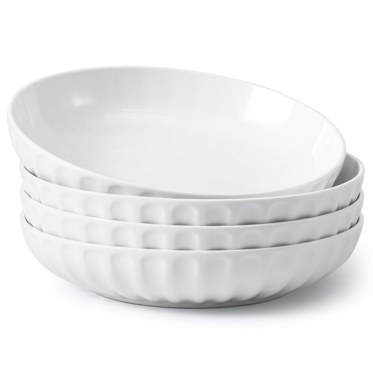 10" White Ceramic Pasta Bowls Set of 4 P923