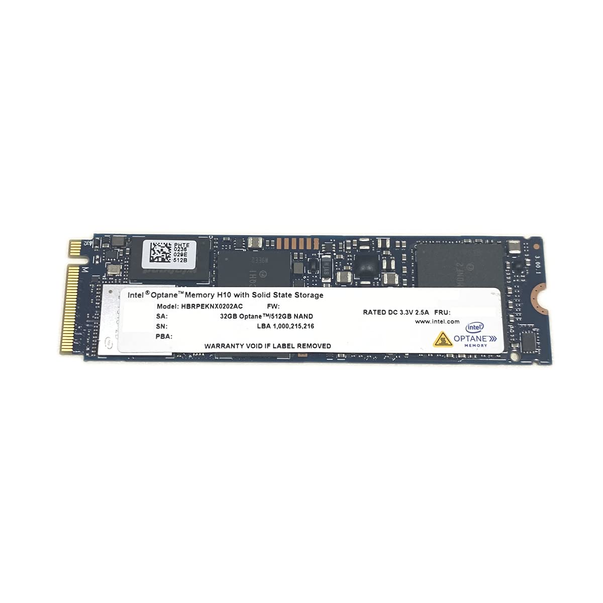 32GB Optane Memory with 512GB SSD M.2 2280 NVMe PCIe Gen3 x4 F103301