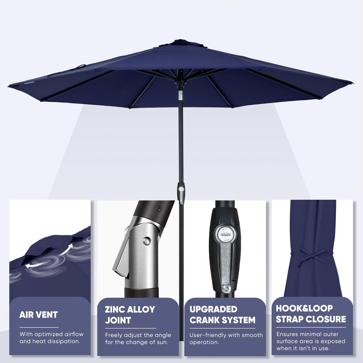 Patio Market Outdoor Table Umbrella with Auto Tilt and Crank C7334