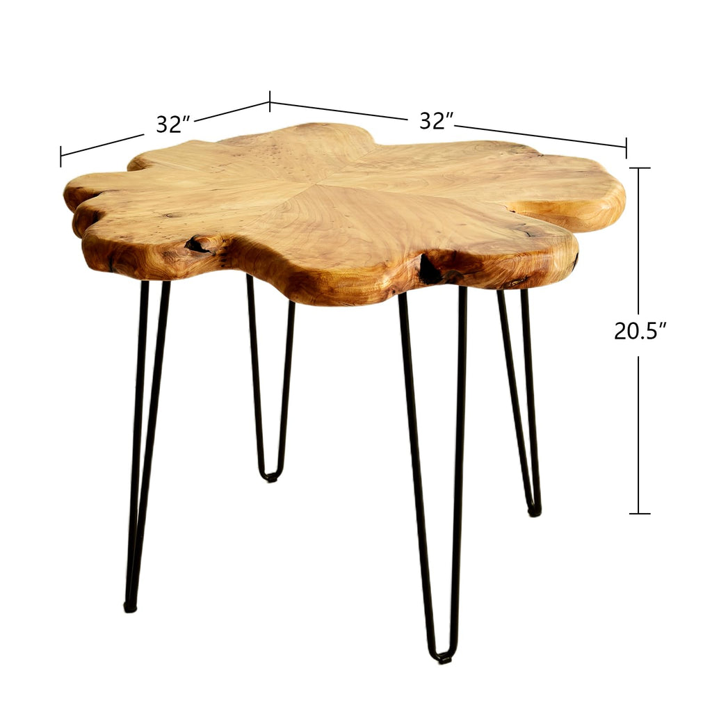 Flower-Shaped Live Edge Cedar Coffee Table K373528