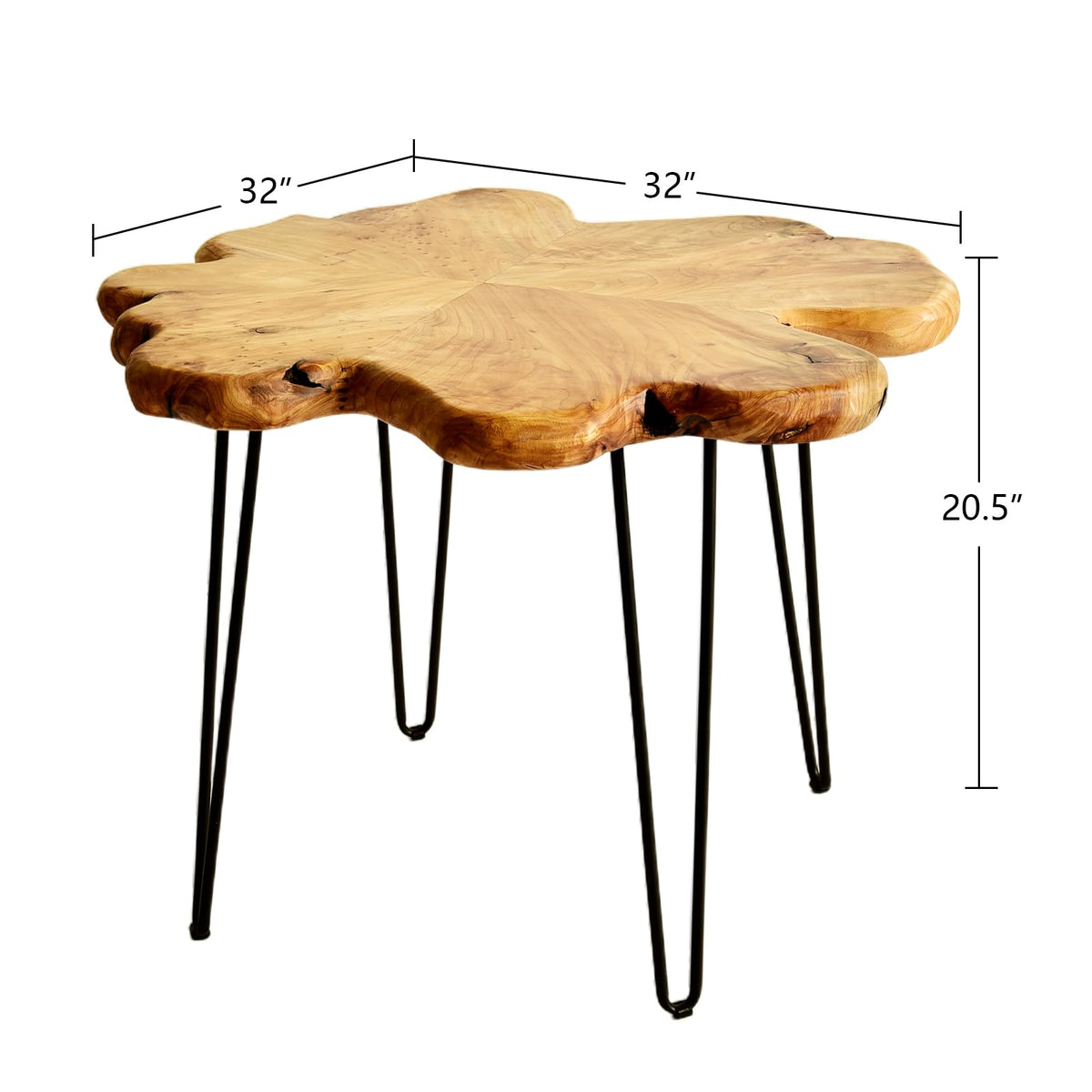 Flower-Shaped Live Edge Cedar Coffee Table K373528