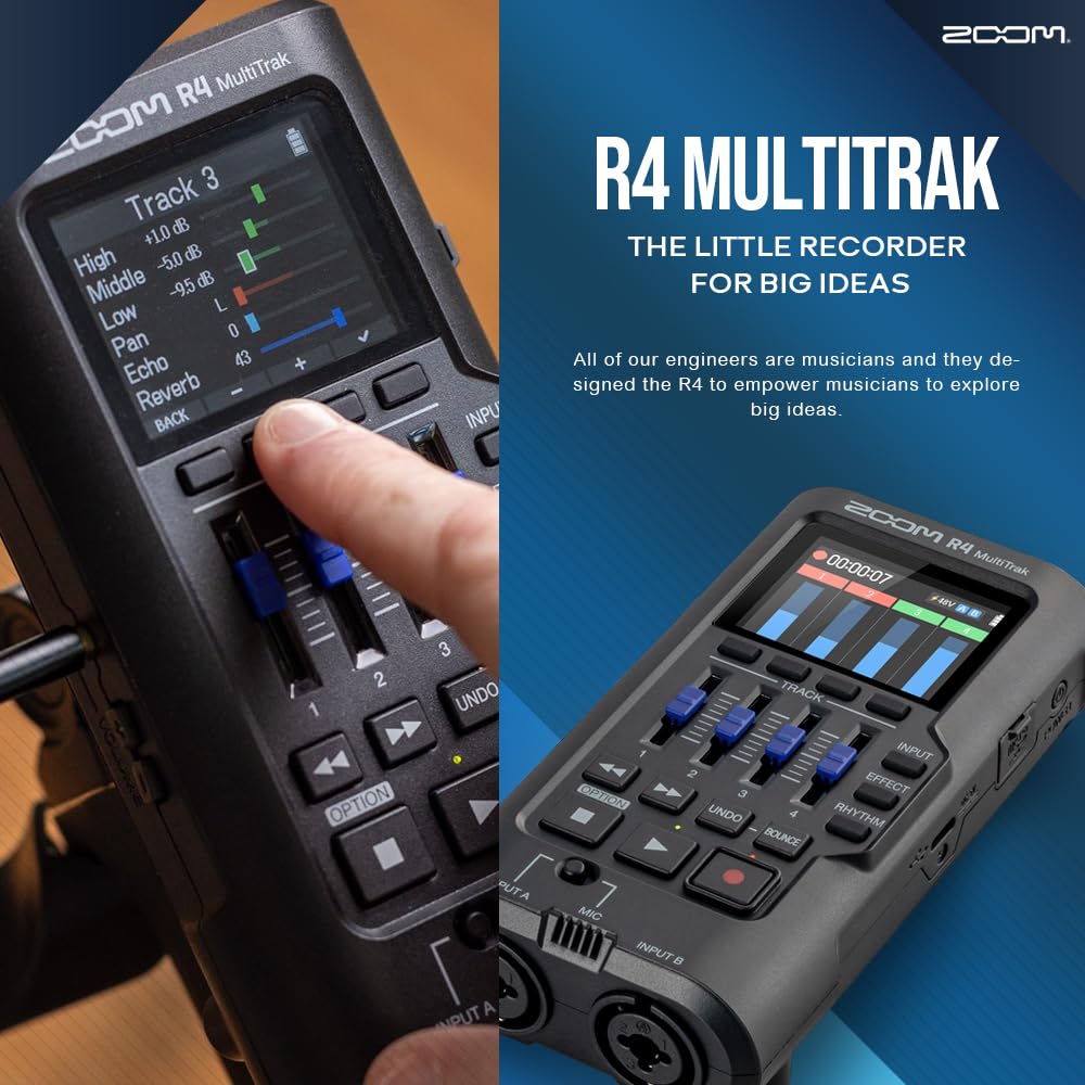 32-Bit Float 4-Track Recorder with Dual XLR/TS Inputs and Built-In Mic A58864