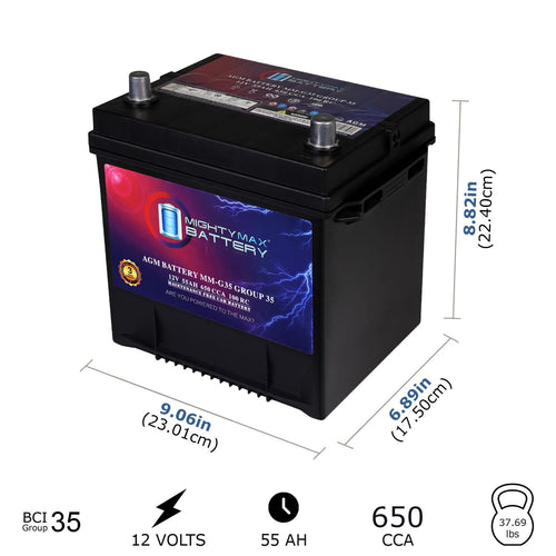 12V 55Ah AGM 650 CCA Replacement Battery S6285