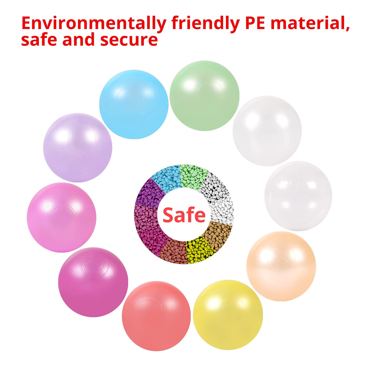 Pack of 100 200 500 BPA Free Non-Toxic Crush Proof Plastic Ball Pit Balls L472537