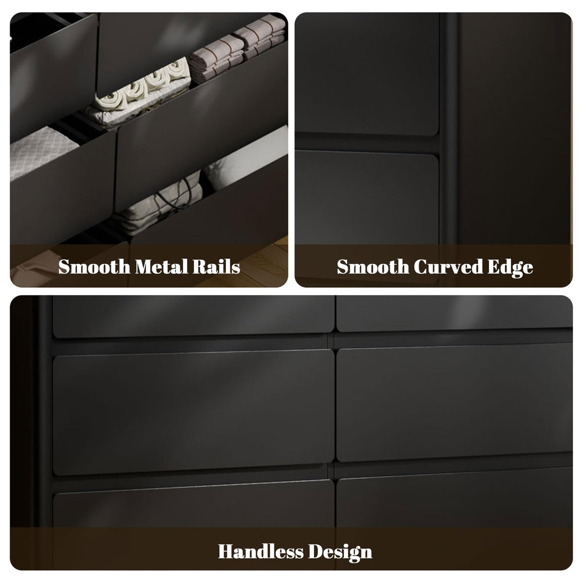 Black 9 Drawer Dresser with LED Lights Z3380