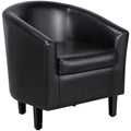 Black Faux Leather Barrel Accent Chairs Y231