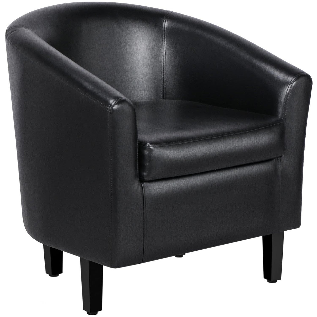 Black Faux Leather Barrel Accent Chairs Y231