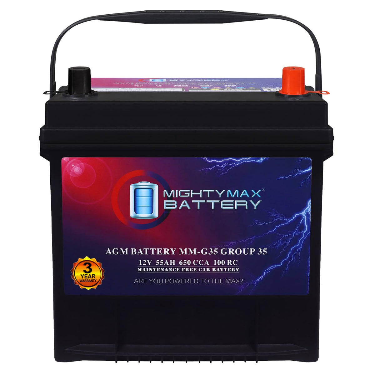 12V 55Ah AGM 650 CCA Replacement Battery S6285