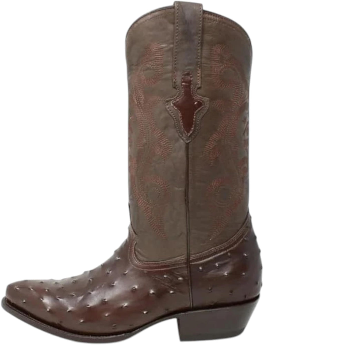 White Ostrich Print Leather Western Cowboy Boots X37679