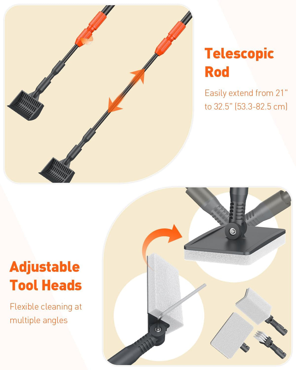 7 in 1 Aquarium Cleaning Kit with Adjustable Long Handle V3134