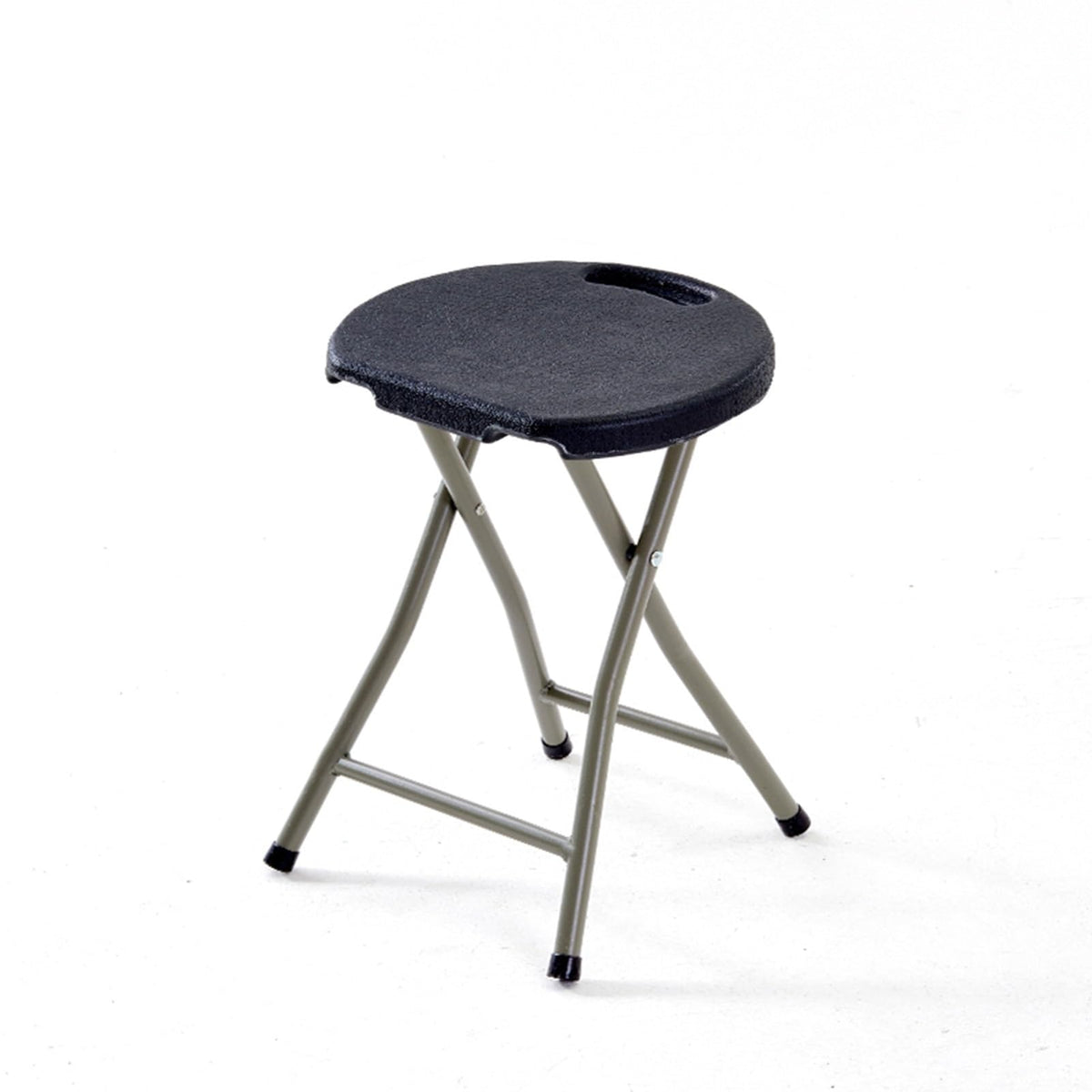 18 Inch Portable Folding Stool with Handle, 500lbs Capacity Round Plastic Chair L986