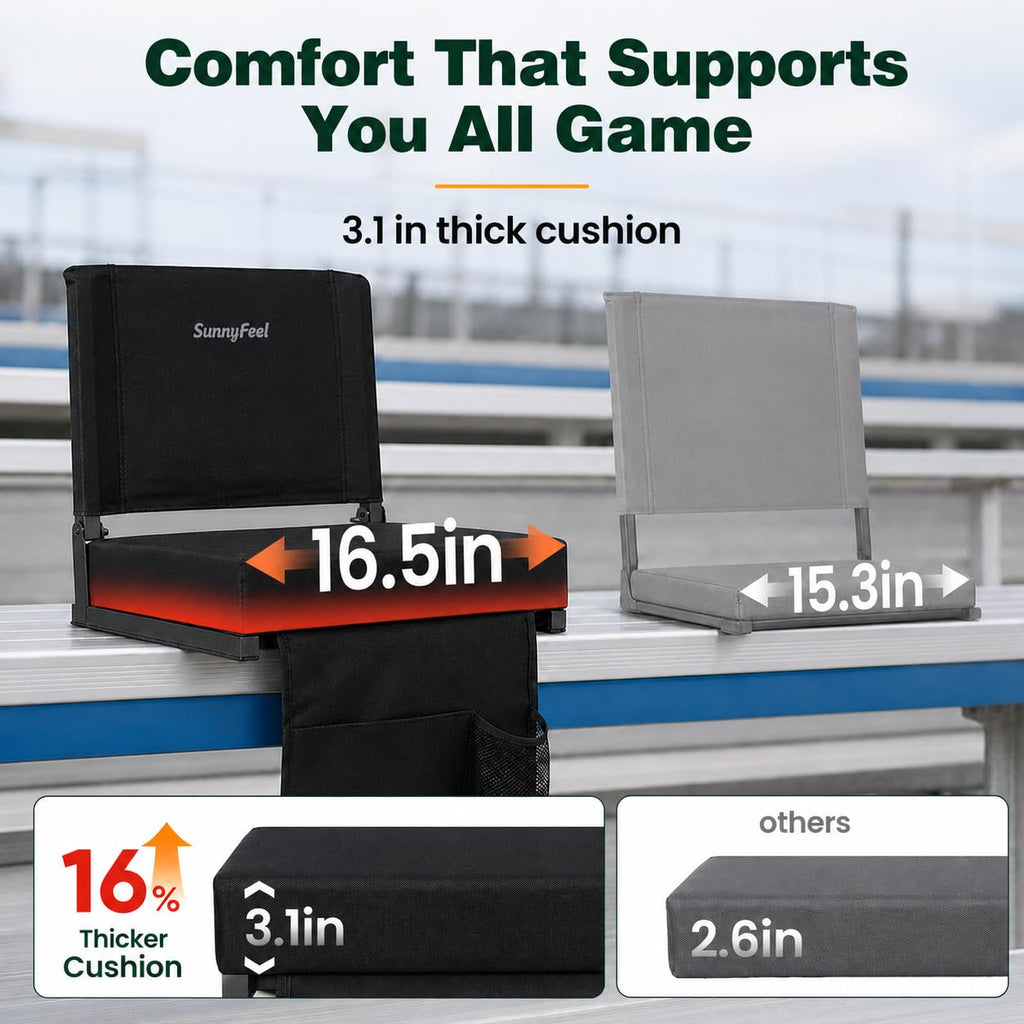 Folding Bleacher Seat with Cushion and Storage Pocket N226