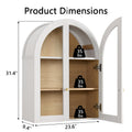 White Arched Wall Mount Bathroom Cabinet with Glass Doors P338