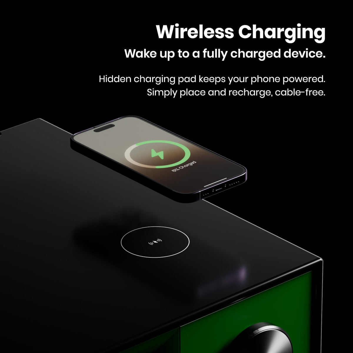 Bluetooth Wireless Charging Speaker Nightstand with 2 Drawers J15040