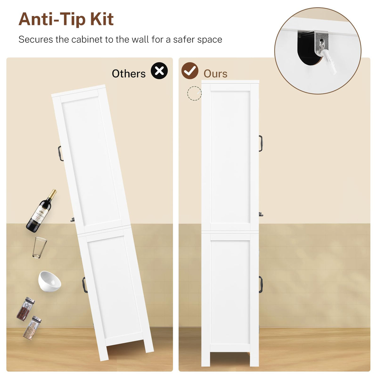 White Storage Cabinet with 2 Adjustable Shelves and Drawer M96663