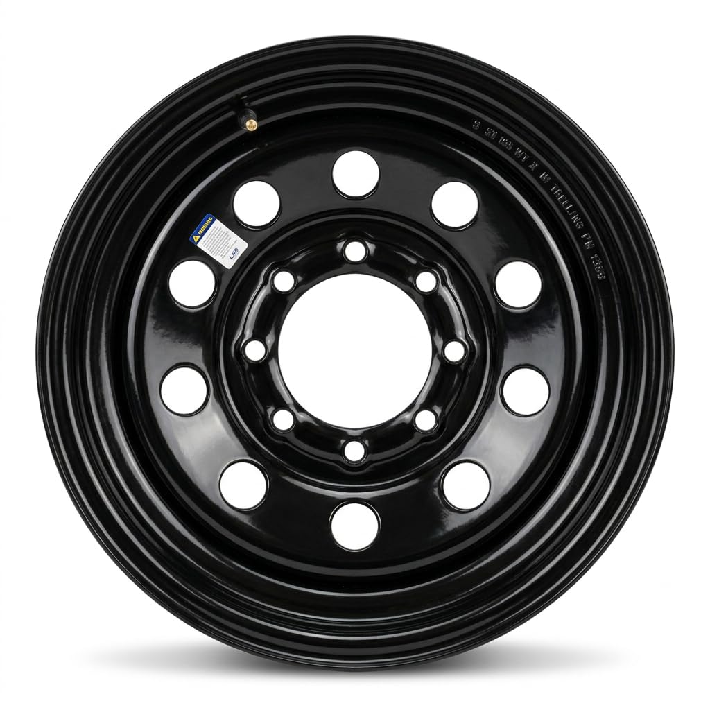 16x6 Black Modular Steel Trailer Wheels 8 Lug D10082
