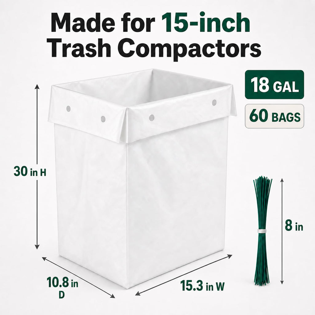 60pack 2.6 Mil 18 Gal Trash Compactor Bags N14843