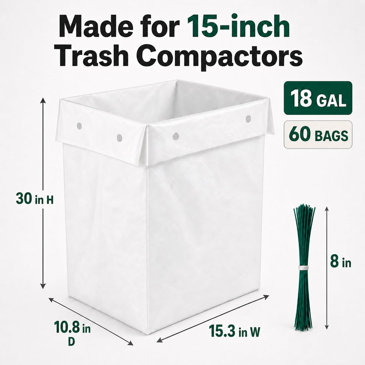60pack 2.6 Mil 18 Gal Trash Compactor Bags N14843