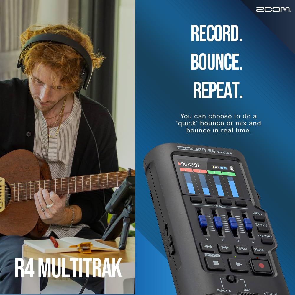 32-Bit Float 4-Track Recorder with Dual XLR/TS Inputs and Built-In Mic A58864