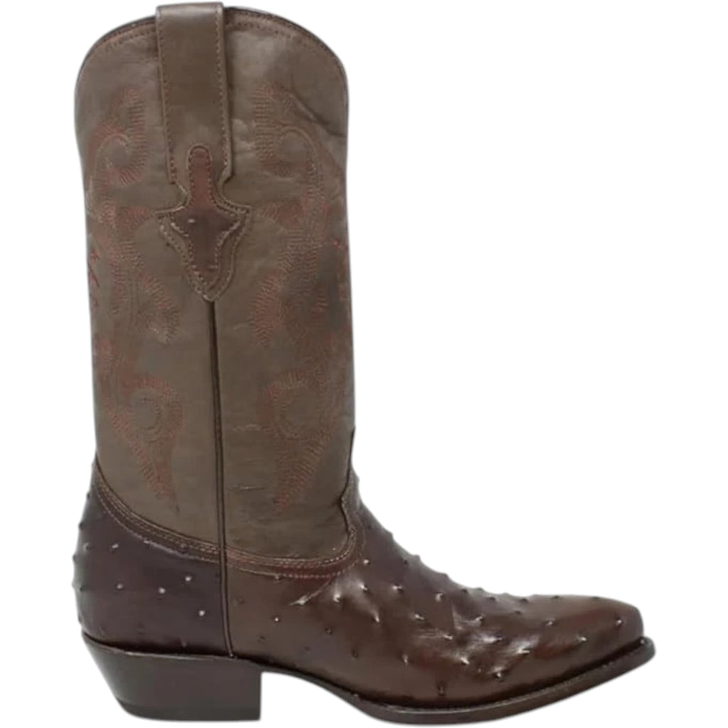 White Ostrich Print Leather Western Cowboy Boots X37679