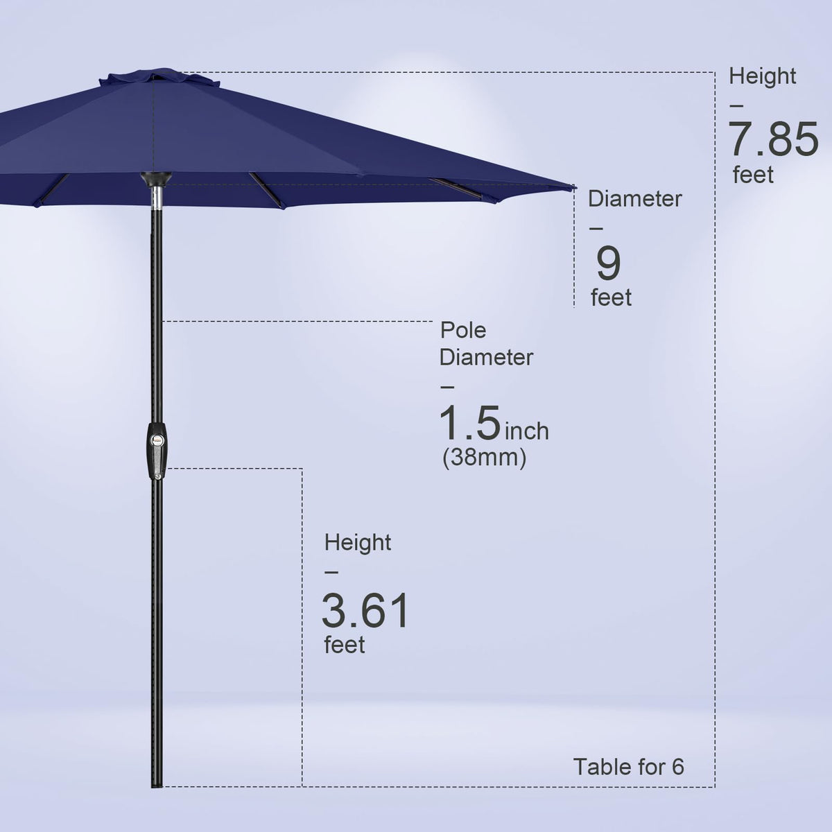 Patio Market Outdoor Table Umbrella with Auto Tilt and Crank C7334