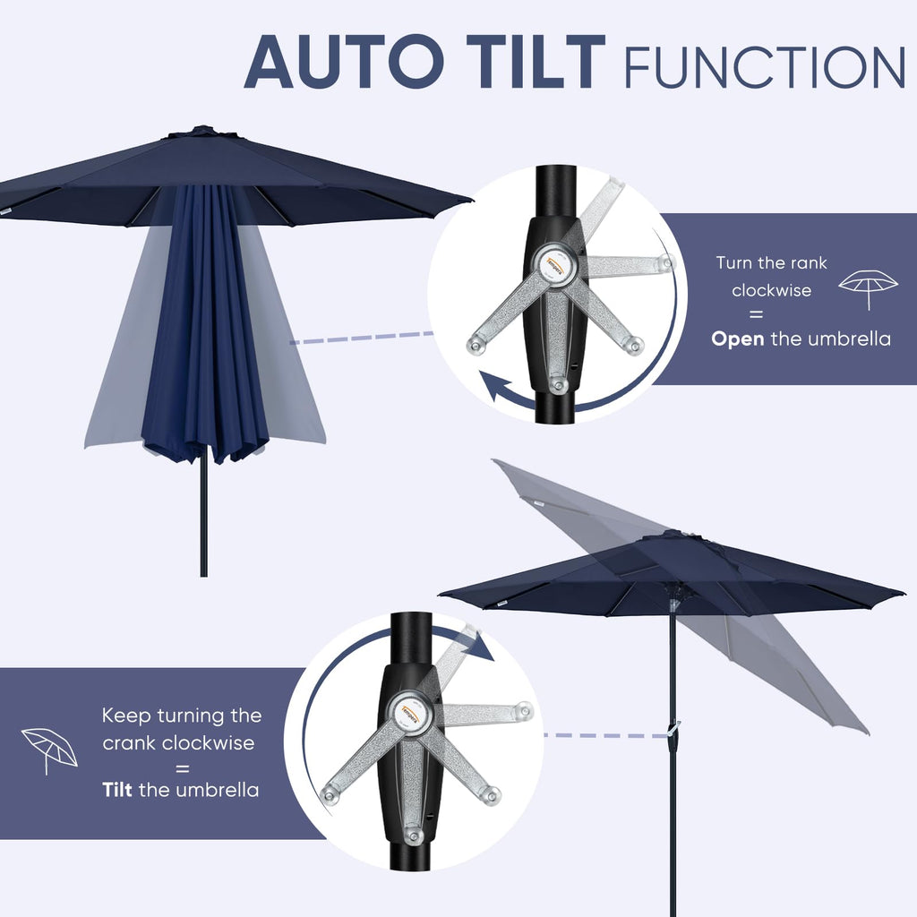 Patio Market Outdoor Table Umbrella with Auto Tilt and Crank C7334