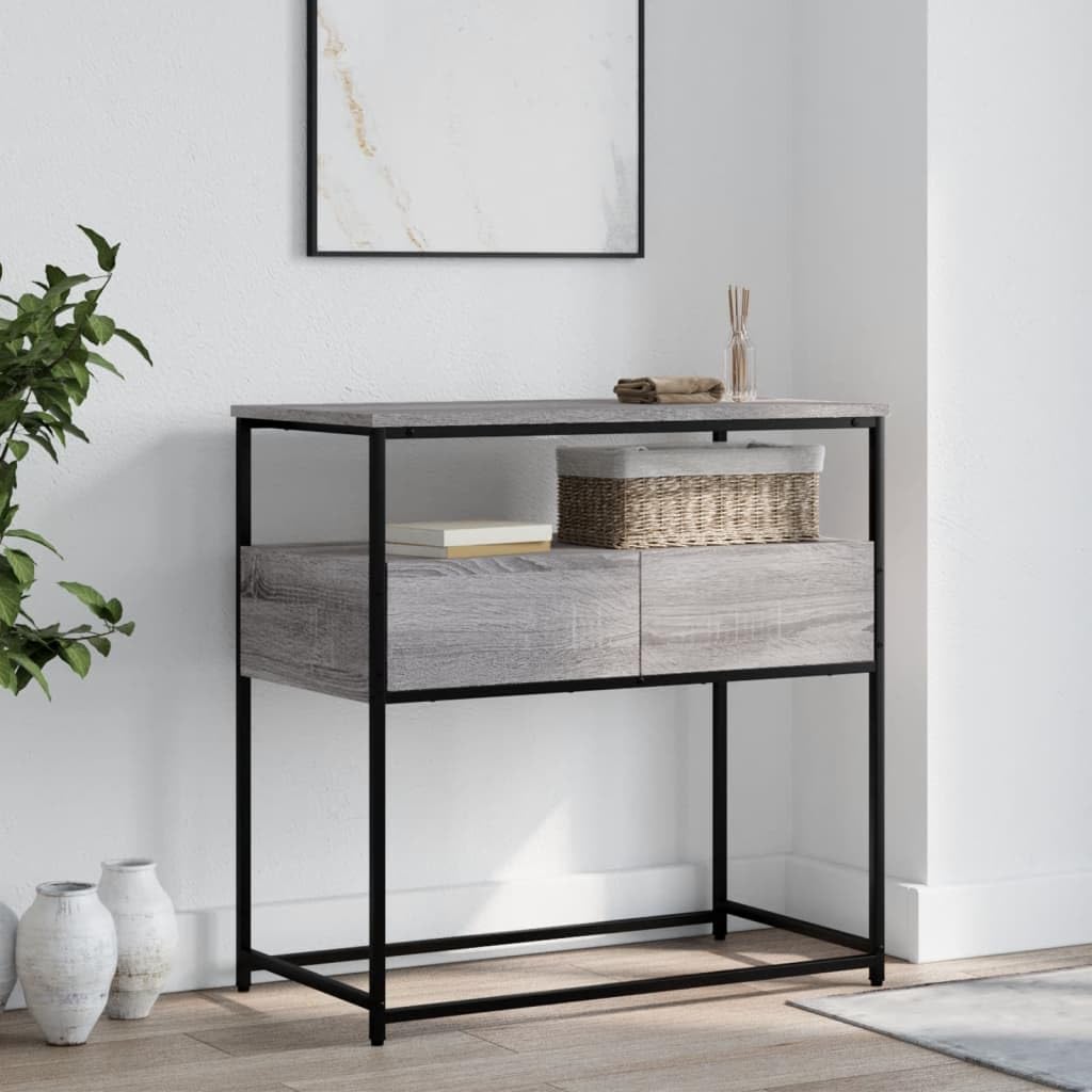 Brown Oak Look Console Table with 2 Drawers and 1 Shelf H379928