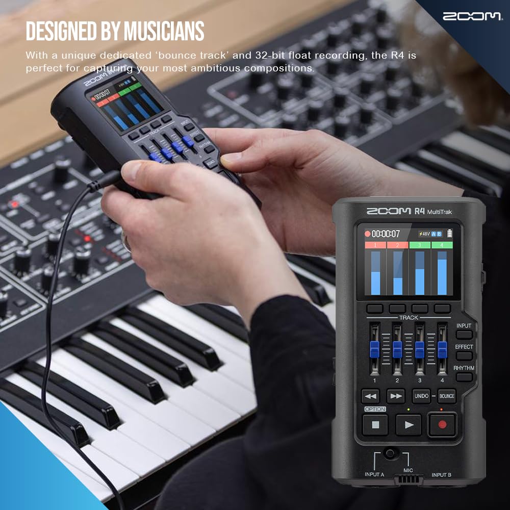 32-Bit Float 4-Track Recorder with Dual XLR/TS Inputs and Built-In Mic A58864