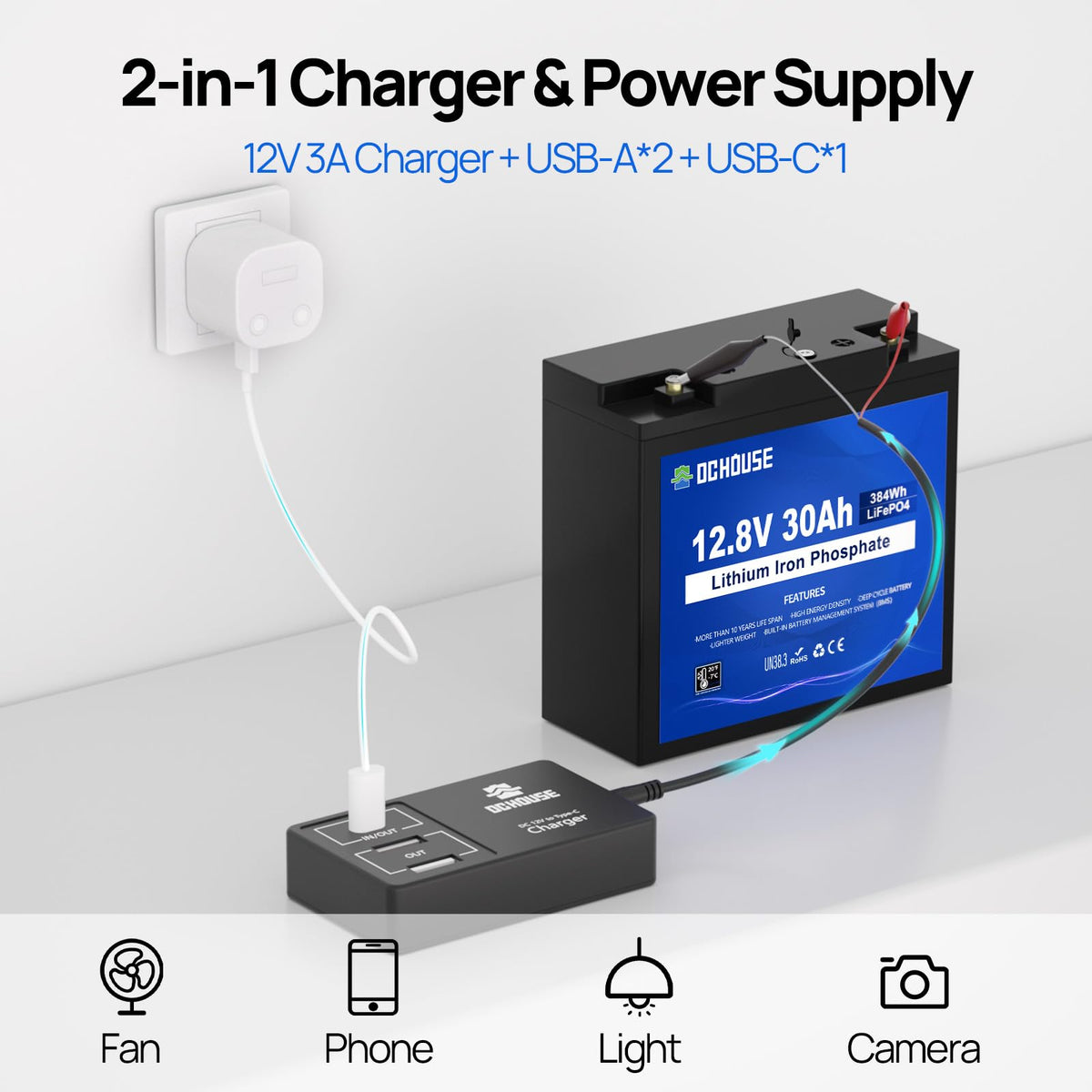 12V 30Ah Lithium Battery with USB Charger O557707