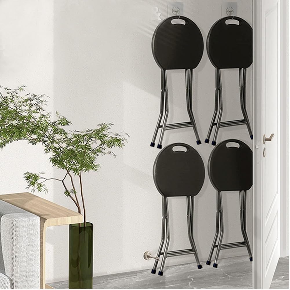 18 Inch Portable Folding Stool with Handle, 500lbs Capacity Round Plastic Chair L986