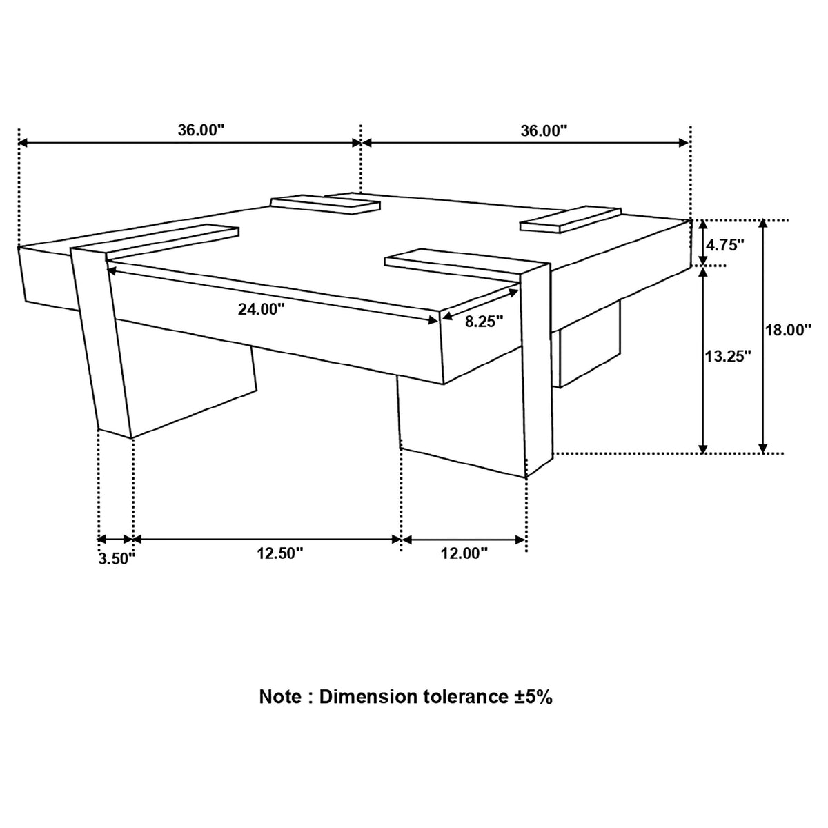 Sheesham Wood Square Coffee Table with Wooden Legs B316