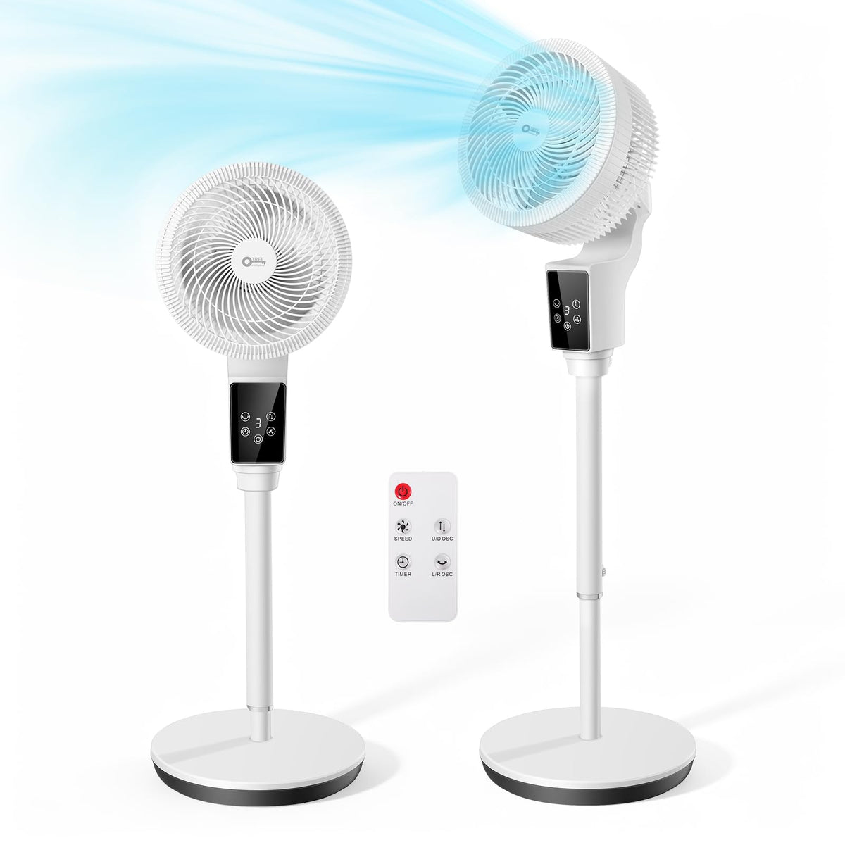Oscillating Fan, 360° Air Circulator Pedestal Fan, 43.3” Adjustable Height C5613