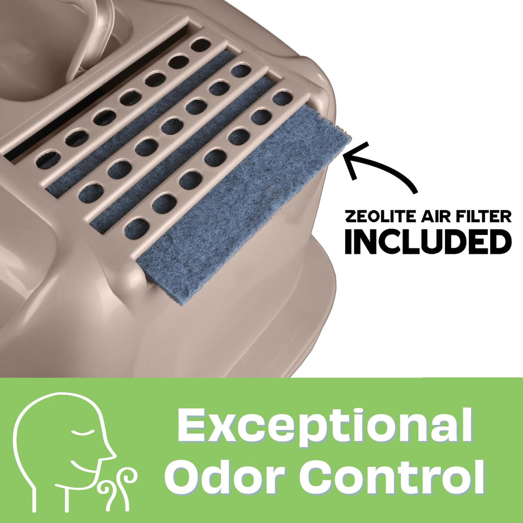 Large Enclosed Sifting Cat Pan with Odor Door, Hooded, Beige N623480