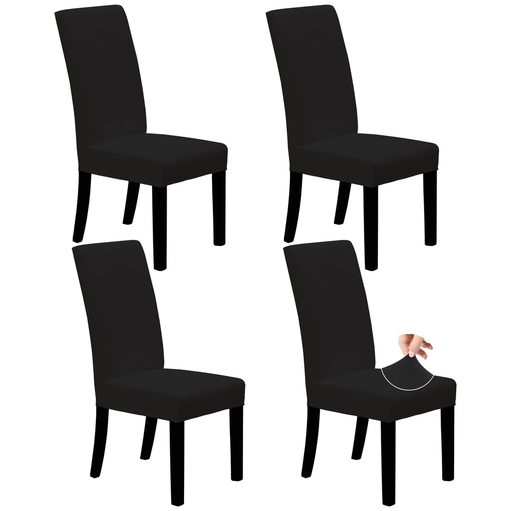 Black Stretch Dining Room Chair Slipcovers Set of 4 H64002