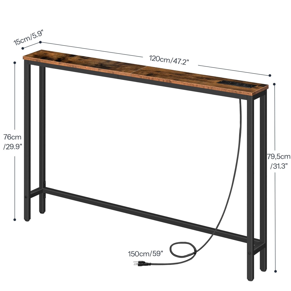 47.2" Narrow Console Table with Power Outlet C727208