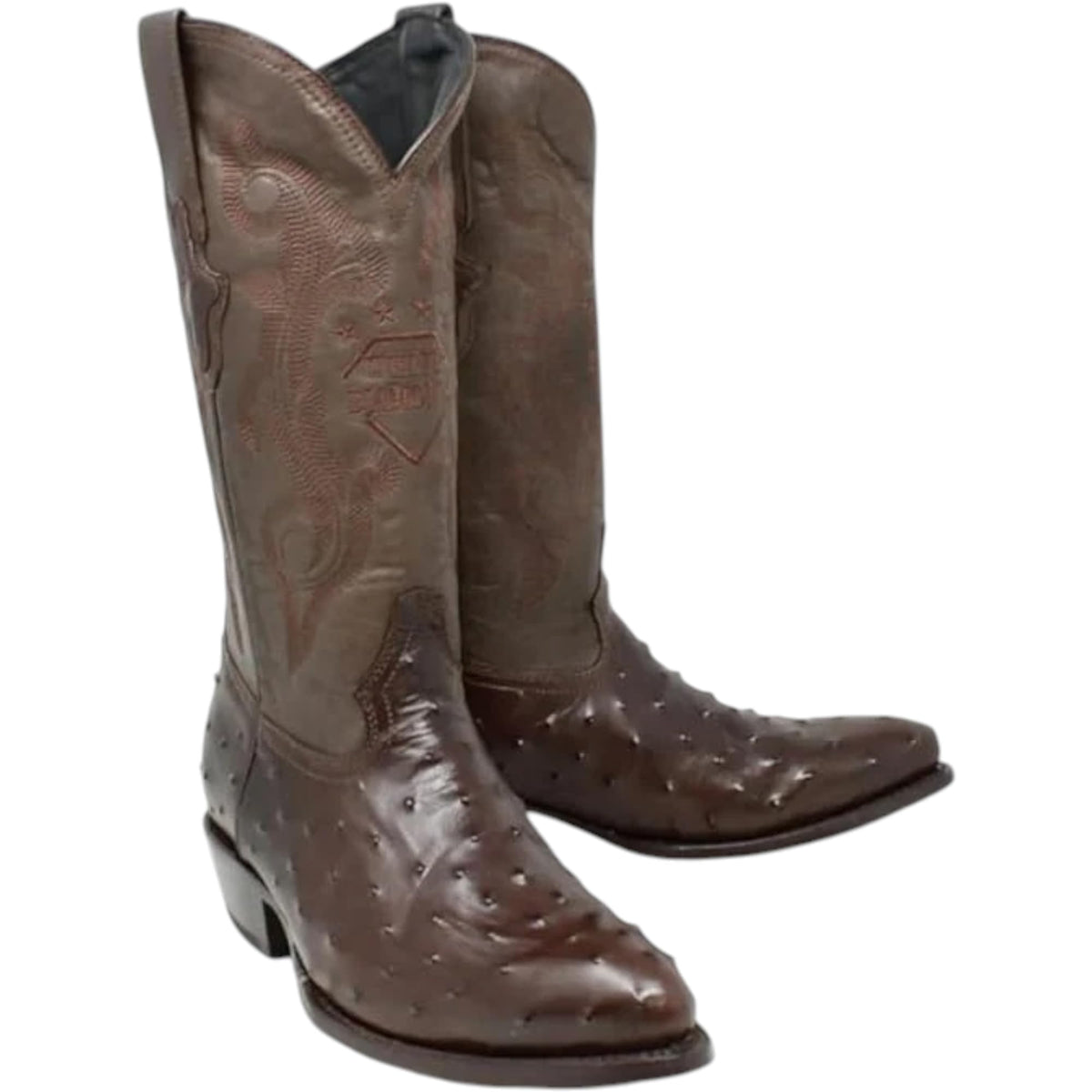 White Ostrich Print Leather Western Cowboy Boots X37679