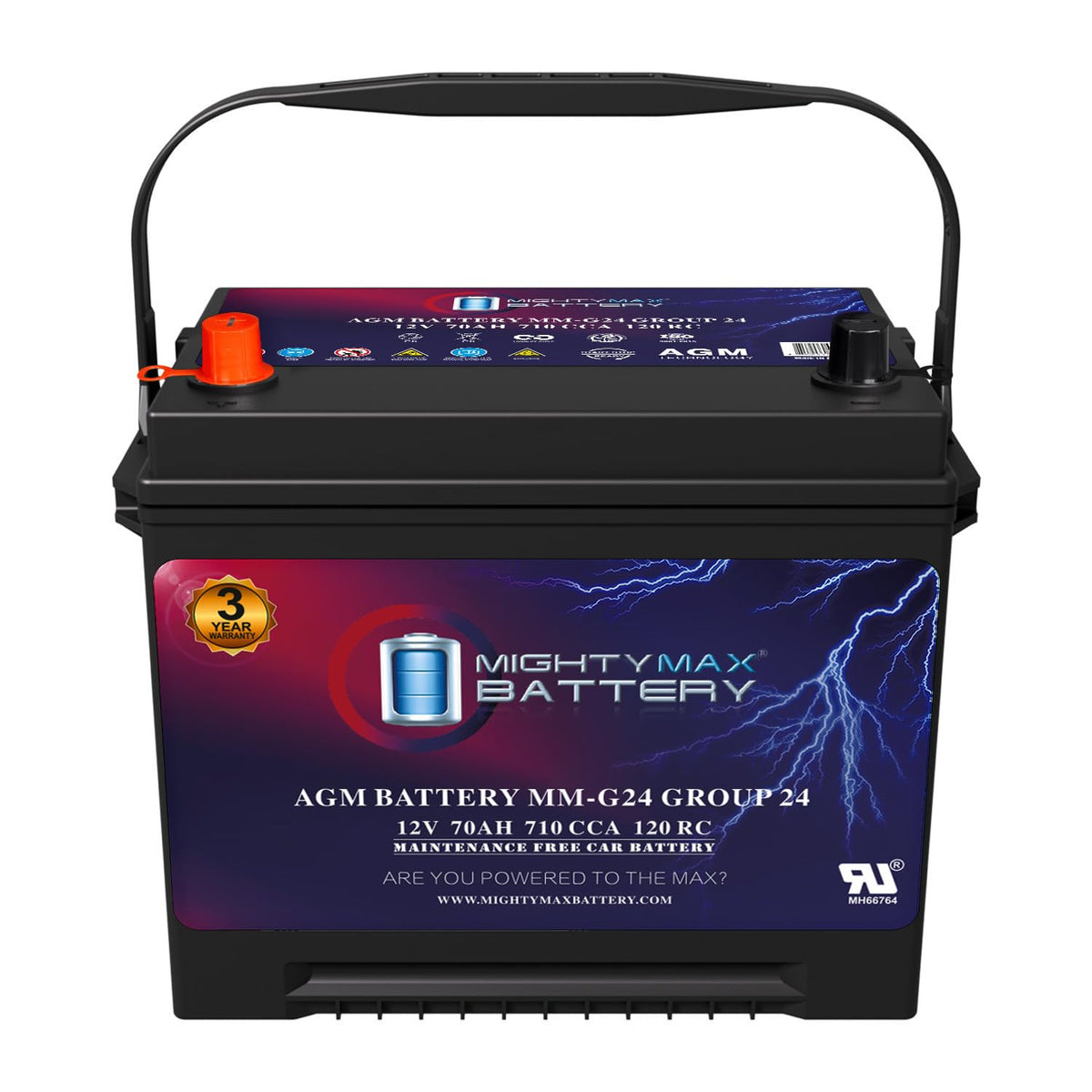 12V 70Ah 710 CCA Group Size 24 Replacement Battery D995545