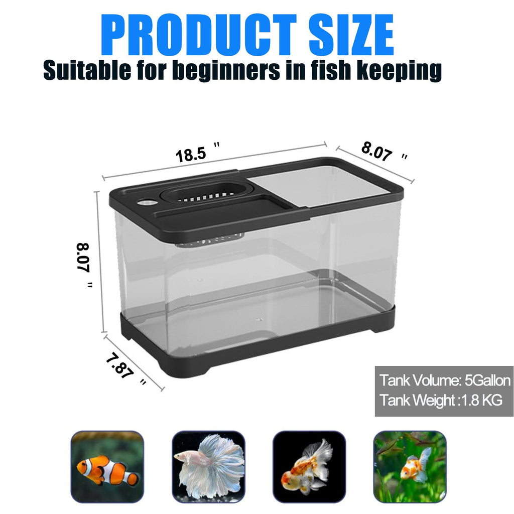 5 Gallon Plastic Aquarium Starter Kit with Filter and LED Light H697170