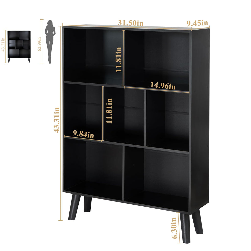 Black 3 Tier Wood Bookshelf L567142