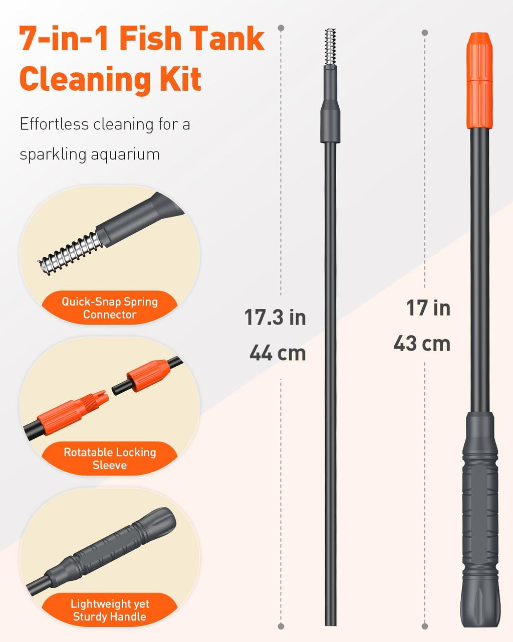 7 in 1 Aquarium Cleaning Kit with Adjustable Long Handle V3134