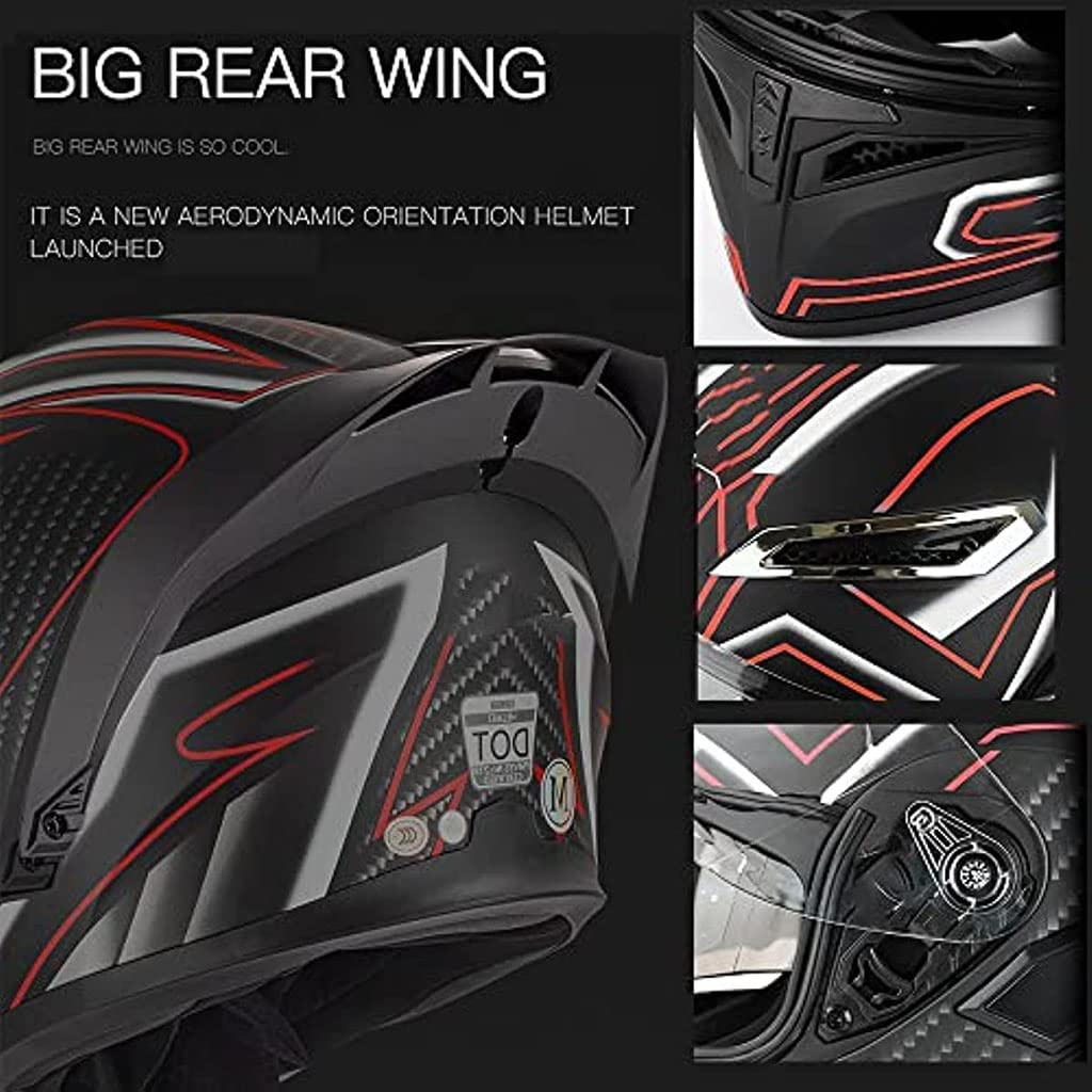 Black Carbon Fiber Modular Motorcycle Helmet H747